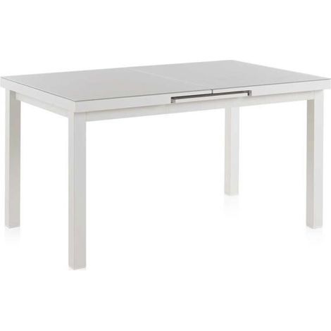 Table extensible de jardin - JUANIO - Modèle JUANIO - Aluminium - Plateau verre trempé 6mm - 140-180×90×75 cm (1/2)