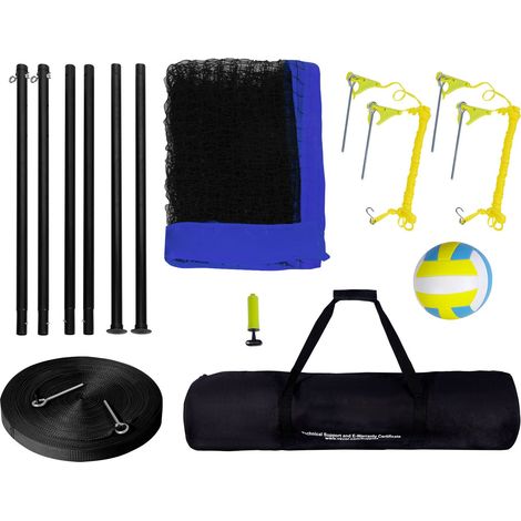 Filet de volley-ball portable extérieur, poteaux en acier réglables en hauteur, ensemble professionnel avec ballon PVC, pompe, sac de transport, filet robuste pour jardin, plage, pelouse (1/5)