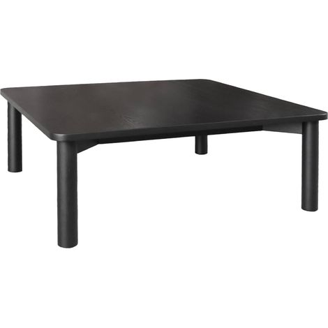 Square coffee table in hevea wood oak veneer, Solene, Black, 100x100x35 cm