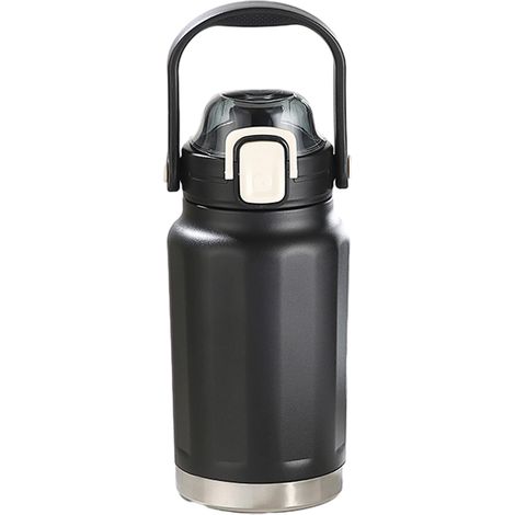 1 tasse isotherme Divers accessoire de portail, acier inoxydable, 1300 ml, noir, avec paille et anse (1/5)
