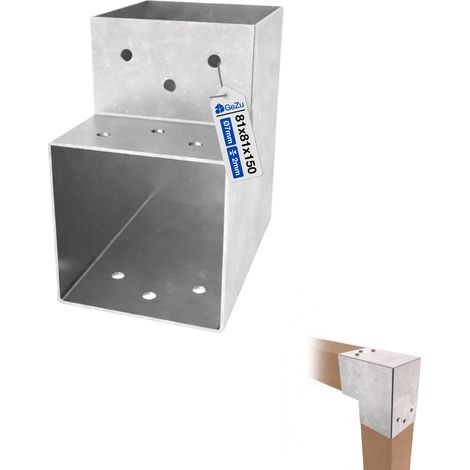 Connecteur de poteau en L 81 x 81 mm – Angle 90° 2D – Galvanisé à chaud – Support d’angle carré pour pergola et pavillon – GeZu Impex