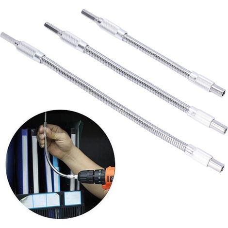 3 Pièces Flexible Extension de Tige Universelle pour Mèche de Perceuse 1/4in avec Porte-Embout (1/5)