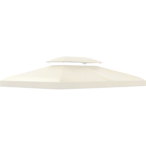 Toit de rechange pour tonnelle métallique 400 x 300 cm en polyester blanc crème (1/5)