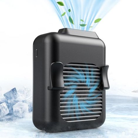 Portable Rechargeable Personal Fan,Powerful Airflow,23 Hours Working Time,USB Belt Fan for Outdoor,Black (1/5)