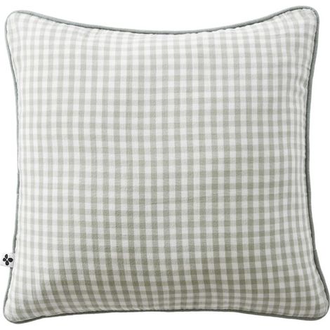 Coussin déhoussable avec passepoil Tissé teint "Vickie" toutes dimensions "Gaze de Coton" l'Effet Papillon - Vickie Eucalyptus - Coussin garni 45 x 45 cm