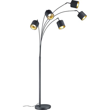 Lampadaire arc TOMMY noir/doré 5xE14 RL H200cm métal (1/5)