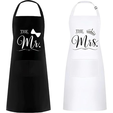 Sollbry delantales para pareja, delantal de cocina familiar para San Valentín, Navidad, Halloween y bodas. (1/5)