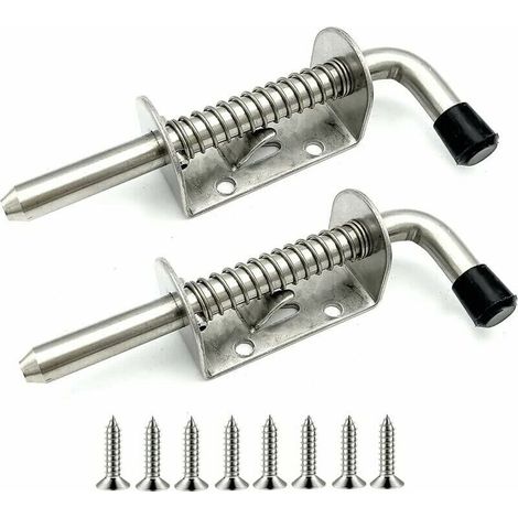 Serratura per porta da garage in acciaio inox, 2 pezzi, catenaccio a molla, catenaccio in acciaio, adatto per porte da garage e casette da giardino (128 mm) -Crezuo