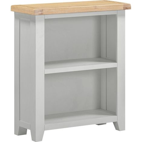 Windsor Low Bookcase - L32 x W80 x H91 cm - Pebble Grey/Oak