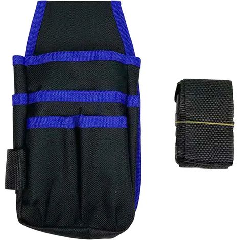 Porte-outils ceinture bleu avec multiples poches, boucle réglable, conception ergonomique, trousse à outils avec tournevis pour atelier et équipement de travail (1/4)