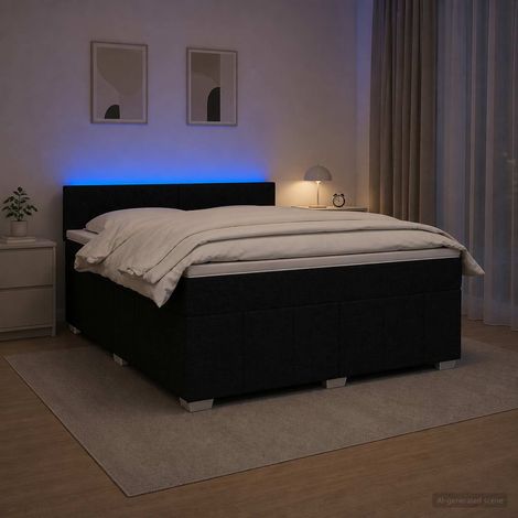 Lit boxspring avec matelas Noir 160 x 200 cm Tissu (1/5)