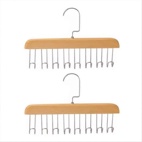 Schalständer aus Naturholz zur Wandmontage, 5 Haken, Garderoben-Organizer, robust und elegant, helle Holzbeize, Aufbewahrung für Garderobe und Flur. (1/5)