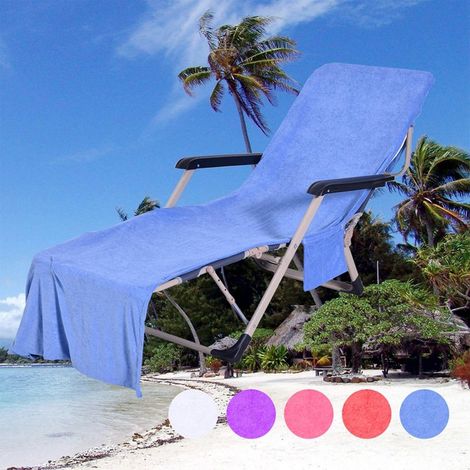 Strandtuch für Liegestühle – 210 x 73 cm – Weiche und saugfähige Mikrofaser – Mit Seitentasche und Befestigungsringen – Für Sonnenliegen, Pool, Garten und Strand – 1 Stück (1/5)