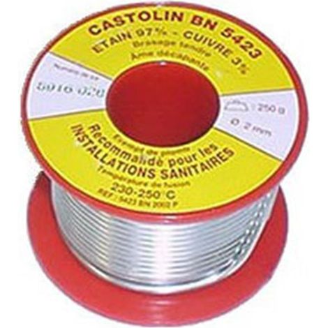 Castolin – Fil à souder alliage étain-cuivre 97% – Diamètre 2mm – Pour brasage capillaire cuivre – 250g (1/5)