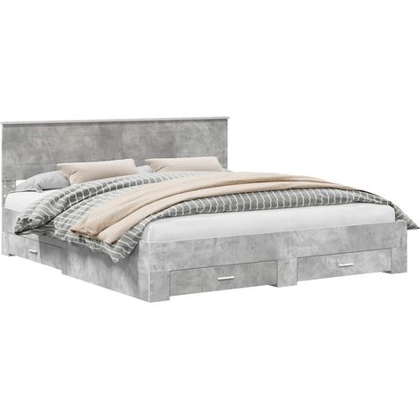 Maison Exclusive - Bettrahmen mit Kopfteil Beton Grau 180 x 200 c