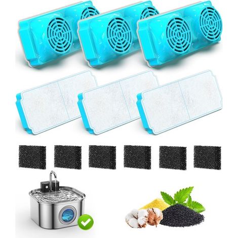 Set di cartucce filtranti rettangolari per fontanelle per animali domestici. Filtri di ricambio per distributori d'acqua quadrati (universali per cani e gatti). (1/5)