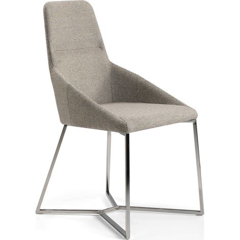 Chaise avec pieds acier inoxydable et assise rembourrée - Gris (1/5)