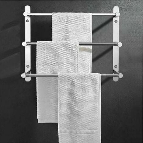Portasciugamani multistrato in acciaio inossidabile 304 da 60 cm, montaggio a parete, 3 barre, per bagno e cucina (1/4)