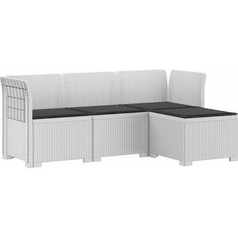Canapé de jardin 4 places avec coussins style rotin PP Blanc vidaXL (1/5)
