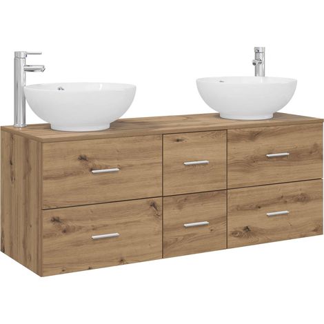 Bathroom Furniture Set 3 pcs Artisan Oak 49.5 x 44.5 x 65 cm vidaXL (1/5)