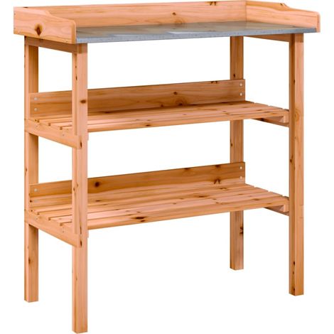 Jardinière，Table à plantes avec étagères marron 78x38x82,5cm bois de sapin CFW75514 (1/5)