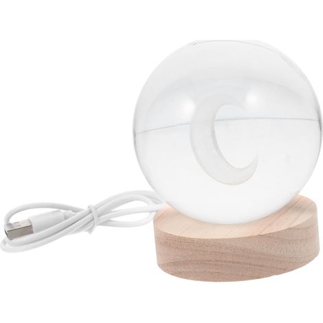 Veilleuse Boule de Cristal Lune 3d à Base Bois USB pour (1/5)