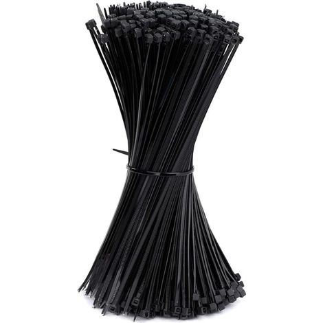 Serre-cables électriques 200 x 2.5 mm Attaches de Cable en Plastique Nylon Autobloquantes Noir 500 Pièces (1/4)