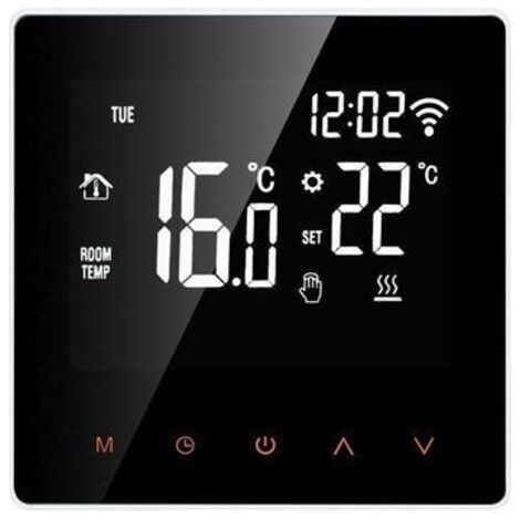 Thermostat Chaudière gaz / eau Régulateur de température numérique Écran tactile Affichage LCD Semaine Antigel-Chrom (1/5)