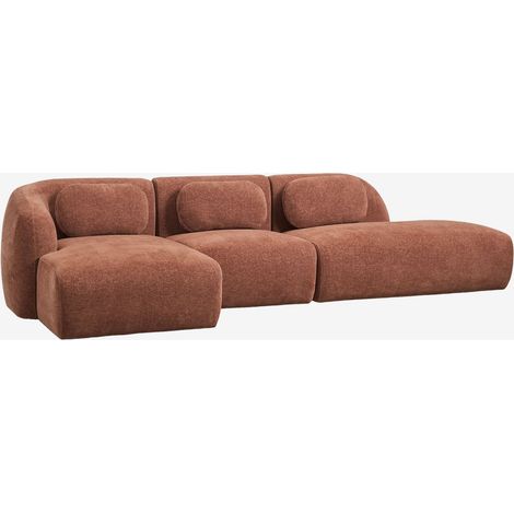 Sofá modular chaise longue izquierdo de 3 piezas con diván derecho en chenilla Coquette SKLUM       
