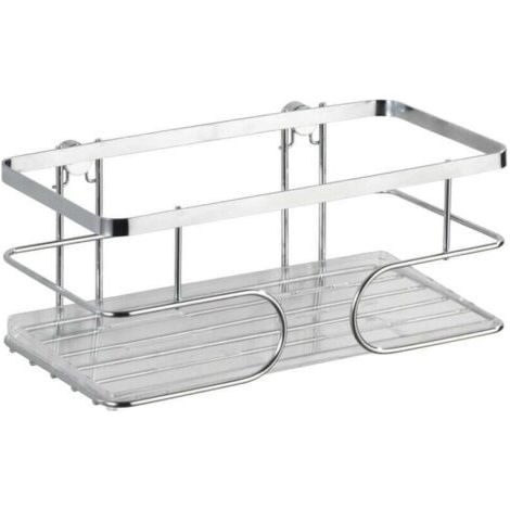 QORVA-Etagère douche murale, panier de douche mural, Premium, Acier Inox, 24x10x13,5 cm, Brillant