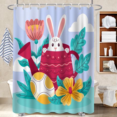 Rideau de bain 180x180 avec œillets bâche polyester douche pour idéal location saisonnière (1/5)