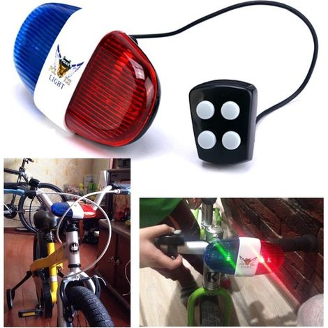 Vierfarbige Fahrraduhr, elektrische Polizeisirene mit 6 LED-Leuchten, Klingelhorn mit 4 Bedienschaltern und Pfeife