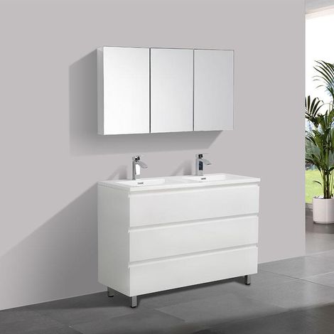 Mobile bagno doppio lavabo VERONA larghezza 120 cm laccato bianco (1/5)