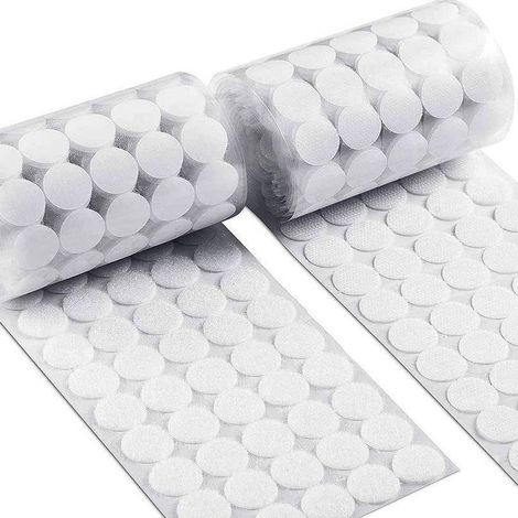 Autocollants Velcro ronds, 450 paires de cercles de 15 mm avec support auto-adhésif à crochet et boucle, 900 pastilles auto-adhésives rondes à crochet et boucle, pastilles et coins auto-adhésifs (1/5)