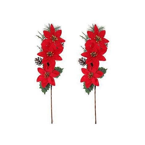 tiges de fleurs de Noël, décorations florales de Noël, pics à fleurs de Noël (comme illustré 4) (1/2)