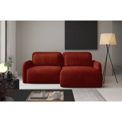Ecksofa Schlafsofa Sofa SIMONE in Stoff Ambience Rostbraun Ottomane Rechts
