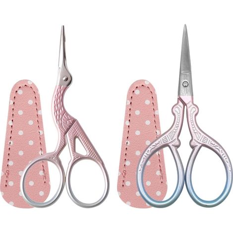 2PCS Ciseaux d'artisanat ciseauxs à lame tranchante ciseaux polyvalents pour couture/artisanat/bureau/école et maison Avec housse de ciseaux de protection (1/5)