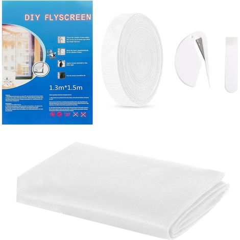 Moustiquaire Fenetre Sans Percage, Filet Anti-Insectes avec Bande Auto-Agrippante, Moustiquaire Adhésive pour Fenêtre, Moustiquaire Recoupable, Anti Mouche Moustiques (Blanc, 130 x 150 cm) (1/5)