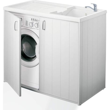 Lavatoio e Coprilavatrice in PVC 109x60x92cm Forlani SuperWash Bianco (1/4)