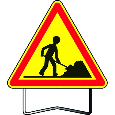 Taliaplast – Panneau de signalisation temporaire travaux – Acier galvanisé 1mm – Poignée ergonomique avec blocage – Pieds amovibles avec lestage (1/3)