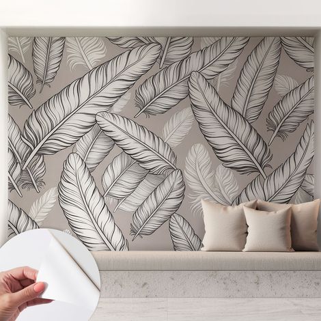 Papier peint autocollant avec imprimé pour intérieur moderne application facile a motif Plumes subtiles 208x146 cm (1/5)