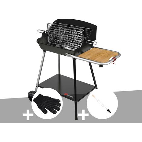 Barbecue Horizontal et Vertical Excel Grill + Gant de protection + Kit tournebroche - Somagic (1/5)
