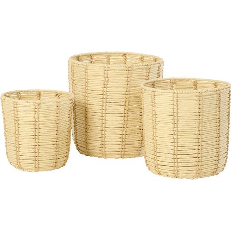Lot de 3 Paniers de Rangement "Trenton" 35cm Naturel & Beige