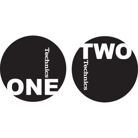 Technics 60606 - Feltri per giradischi, motivo: One/Two, colore nero/bianco