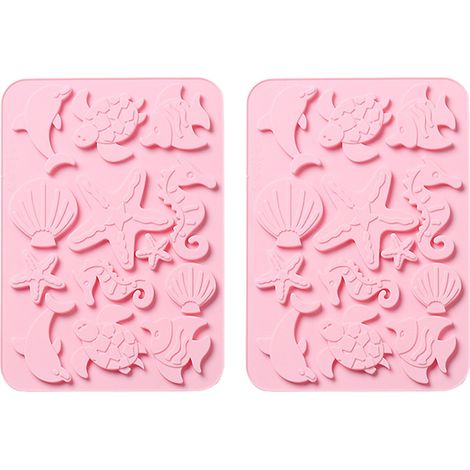 2 moules à biscuits en silicone, motifs marins, résistants à la chaleur, pour gâteaux, chocolats et desserts (1/5)