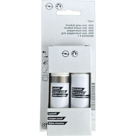 Pintura de retoque original OPEL 40W (Z40W): Pintura para coche + Barniz transparente 2x12 ml