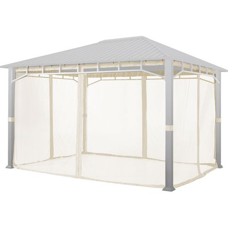 TOOLPORT Moskitonetz für Gartenpavillon Sunset Superior 3x4 m - Polyester - Insektengitter mit Reißverschluss - champagenr (1/5)