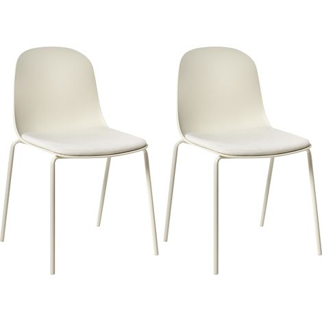 Conjunto de 2 sillas de conferencia asiento de poliéster respaldo de plástico patas de hierro mobiliario de oficina moderno beige claro Dorr (1/5)