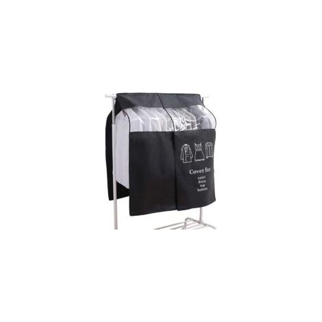 Custodia porta abiti nera 110 x 90 cm, antipolvere, universale per appendiabiti. - Crezuo