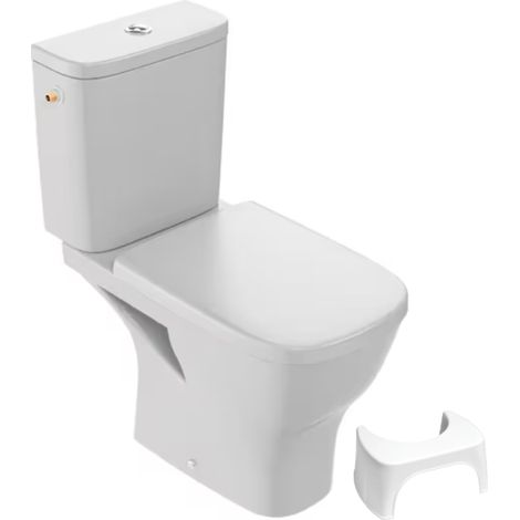 WC à poser sans bride JACOB DELAFON Struktura + abattant + Tabouret physiologique blanc